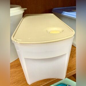 Tupperware Beige and White Storage Container